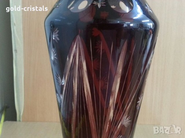 кристална ваза цветен червен кристал , снимка 4 - Антикварни и старинни предмети - 26794920