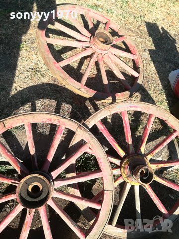 ретро колела от каруца-3бр-метал и дърво, снимка 6 - Колекции - 26549479