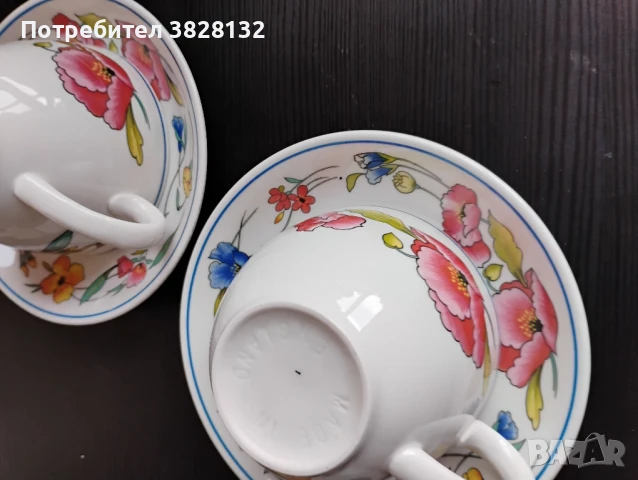 двоен сет чаша с чинийка, снимка 2 - Антикварни и старинни предмети - 50832853