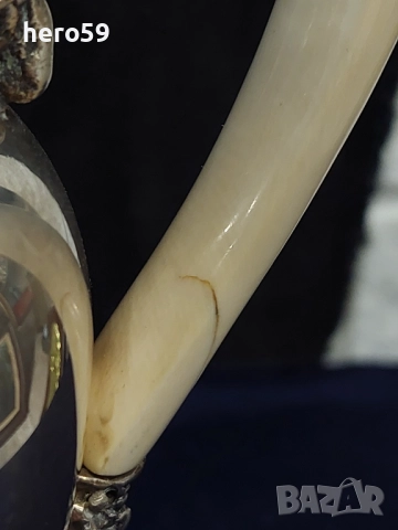 Сребърна кана с дръжка от слонова кост, сребро 800,вместимост 500мл.сребърна чаша, снимка 9 - Аксесоари за кухня - 51563660