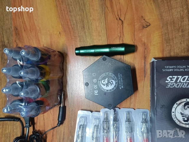 НОВ комплект за татуировки Wormhole Tattoo WTK106, ротационна със захранване, 15 игли, 8 мастила..., снимка 9 - Друго оборудване - 51636323