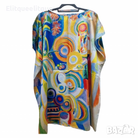 Лятна плажна туника от коприна, с артистични и морски десени, снимка 10 - Туники - 52183921