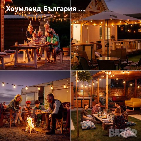 Градински LED гирлянд 5 метра с 10 крушки, снимка 3 - Соларни лампи - 40676656