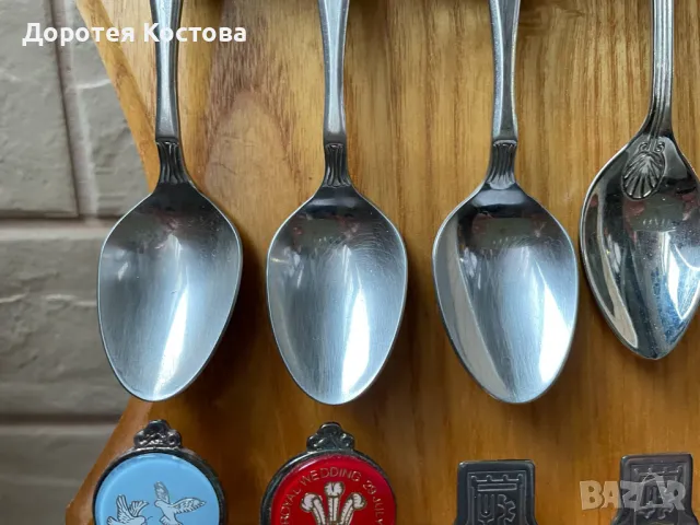 Красиви лъжички за чай/кафе с дървена стойка за стена от Англия, снимка 10 - Антикварни и старинни предмети - 50234604