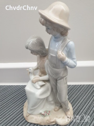 Sanbo Valencia статуетка 26см/САНБО Валенсия испанска порцеланова фигура-композиция/деца-гъска, снимка 4 - Статуетки - 51220086