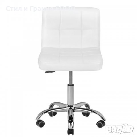 Козметичен стол - табуретка с облегалка A-5299 - бял б черен 48/61 см, снимка 4 - Друго оборудване - 38393043