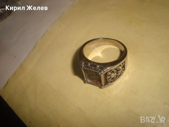 СТАР СРЕБРИСТ ОРНАМЕНТИРАН АРТ ПРЪСТЕН НЕРЪЖДАЕМА СТОМАНА с ГНЕЗДО за ВГРАЖДАНЕ на КАМЪК 8568, снимка 3 - Пръстени - 37420160