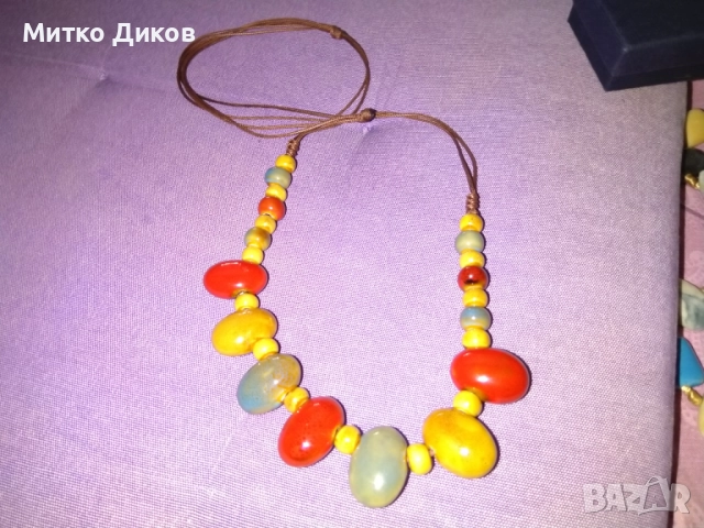 Стилно колие от керамични мъниста, винтидж и семпъл стил-2 броя, снимка 3 - Колиета, медальони, синджири - 51723425