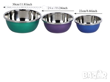 🥗 Кухненски метални купи от неръждаема стомана - 3 броя, снимка 4 - Кутии за храна - 43122413