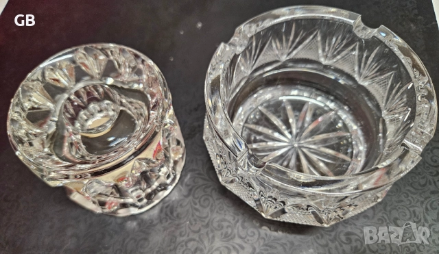 Кристални чаши за шампанско + пепелник + свещник, снимка 5 - Сервизи - 52807543