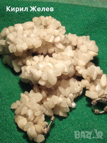 ПРЕКРАСНО КОЛИЕ ОГЪРЛИЦА от НАТУРАЛЕН БЯЛ ОПАЛ КАМЪЧЕТА РЪЧНО НАНИЗАНИ 34675, снимка 5 - Колиета, медальони, синджири - 39190636