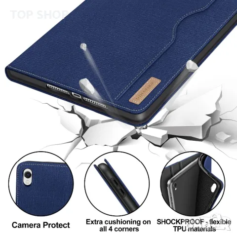 Деним Кейс DTH-PANDA iPad/10.2” 2021 9/8/7th Gen 2020/2019,държач за молив/джоб/авт. заспиване, снимка 6 - Таблети - 49308533