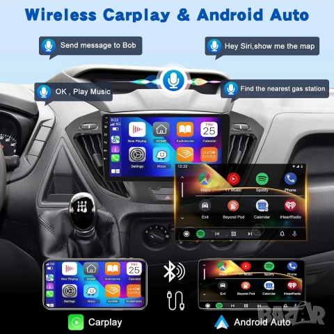 9" Мултимедия за Ford Transit / Tourneo Custom (2013-2017) с Android 13, снимка 2 - Аксесоари и консумативи - 52966996