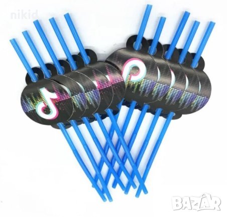 Tik Tok Тик Ток 10 бр парти сламки рожден ден