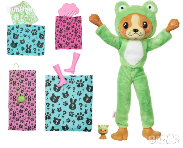 Кукла Barbie Color Cutie Reveal - Куче облечено като Жабка - 10 изненади, снимка 3 - Кукли - 44860920