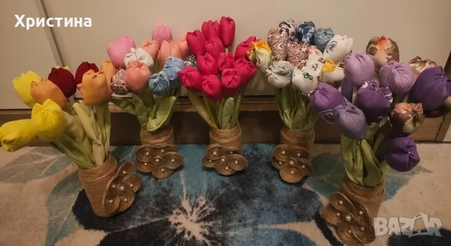 Цветя - лалета от плат , снимка 1