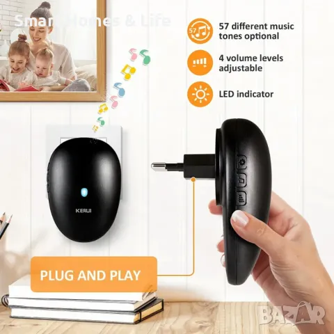 Безжичен, водоустойчив, външен, смарт домашен звънец KERUI 1+2, снимка 2 - Други - 47390933