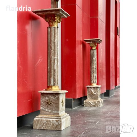 Сет мраморни колони - постамент (бежови), снимка 5 - Градински мебели, декорация  - 44065720