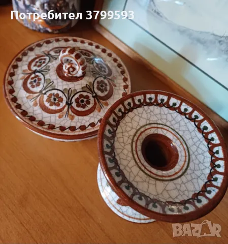 Австрийски керамичен свещник и бонбониера, снимка 3 - Антикварни и старинни предмети - 48640613