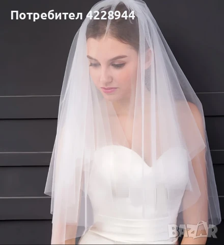 Булчински воал – двуслоен - 80/60 см за сватба, моминско парти було, снимка 3 - Сватбени аксесоари - 50958600