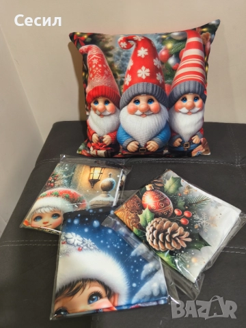 Коледни калъфки за възглавнички 40/40 см , снимка 1