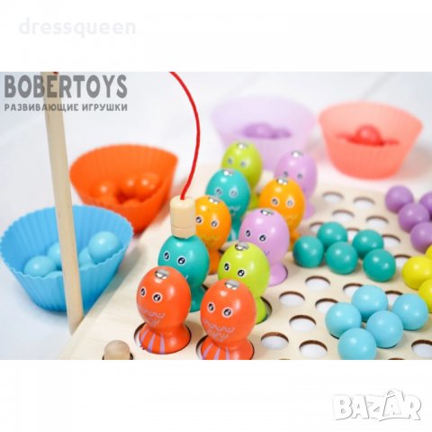 3584 Дървен пъзел с топчета и магнитни рибки, снимка 2 - Игри и пъзели - 37742844