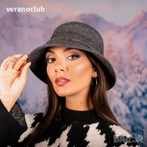 Сива зимна капела Дамска, снимка 2 - Шапки - 47336990