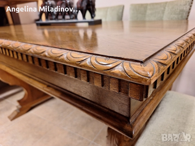 УНИКАТ! Маса за трапезария с богата дърворезба , снимка 4 - Маси - 52132877