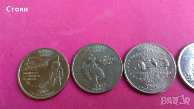  25 цента с герба на 6 щата $2 банкнота, Жетон от US казино , снимка 16 - Нумизматика и бонистика - 8955101