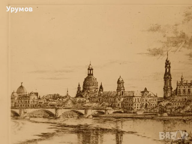 Прекрасен офорт на германския график Albin Mildner – ок. 1930 г., снимка 3 - Антикварни и старинни предмети - 48828137