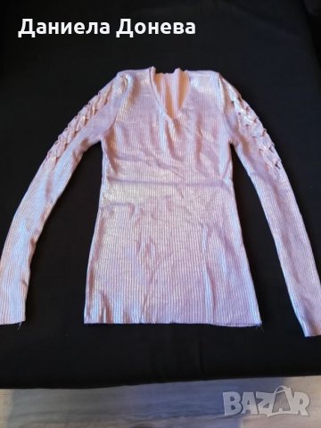 Розова блузка със сребрист ефект , снимка 1 - Блузи с дълъг ръкав и пуловери - 26710156