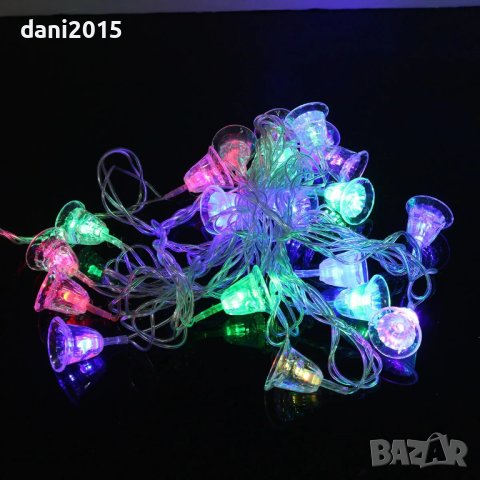 Многоцветни коледни LED лампички с камбанки, снимка 7 - Декорация за дома - 42964188