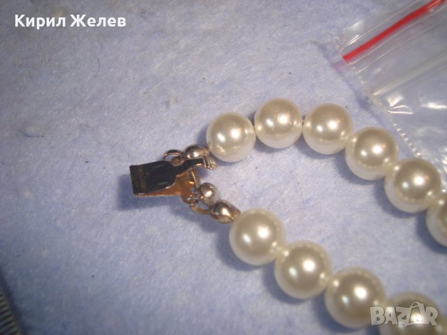 КРАСИВА ПЕРЛЕНА АРТ ДЕКО ВИНТИДЖ ГРИВНА с ФАСЕТИРАНИ КРИСТАЛИ и МЕСИНГ 3628, снимка 4 - Гривни - 37045858