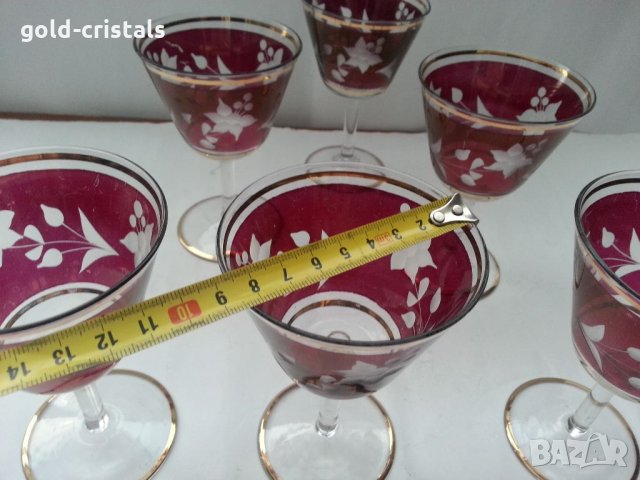 Ретро стъклени чаши гравирани , снимка 4 - Антикварни и старинни предмети - 33682344
