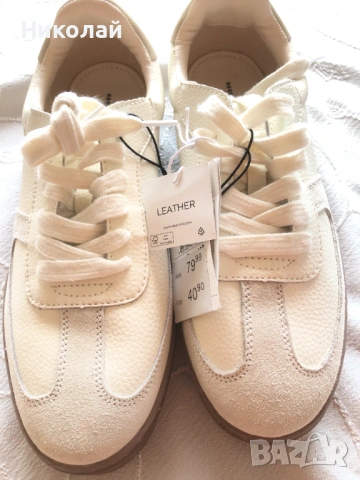 Маратонки  / сникърси / спортни обувки Reserved, естествена кожа, 42 номер, бели, нови с етикет, снимка 11 - Маратонки - 53486428