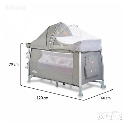 Бебешка кошара CANGAROO Isleep сива, снимка 9 - Кошарки - 52178829