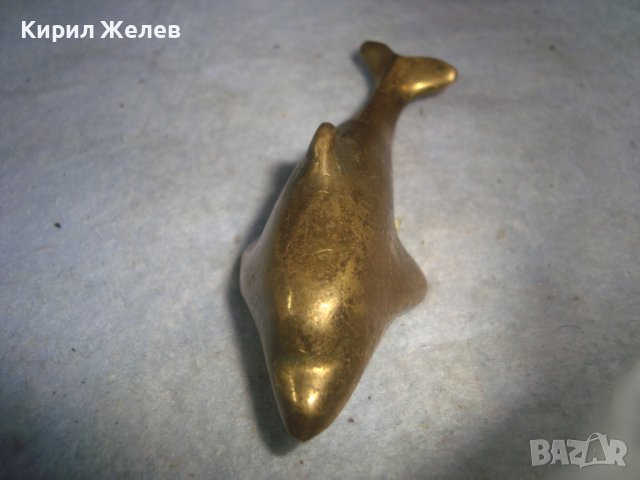 СИМПАТИЧНА СТАРА БРОНЗОВА ФИГУРКА ДЕЛФИН с ПОЗЛАТА МАЙСТОРСКА ХУДОЖЕСТВЕНА ИЗРАБОТКА 25432, снимка 5 - Колекции - 38108248