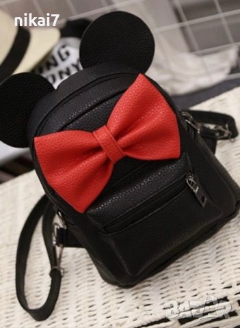 дамска раница кожена мики маус с червена сладурска панделка ново чанта, снимка 5 - Раници - 37613007