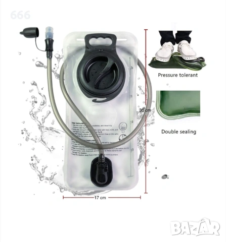 Хидратационен резервоар за вода 2 литра, херметичен, без BPA, с широко отваряне., снимка 6 - Други стоки за дома - 53301469