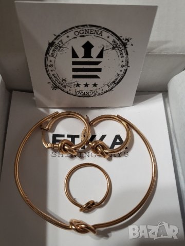 Бижута от стомана в цвят розово злато , снимка 2 - Обеци - 43946316