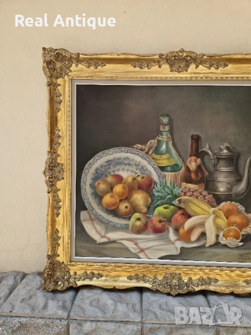 Превъзходна антикварна белгийска авторска майсторска картина масло върху платно , снимка 5 - Антикварни и старинни предмети - 50644510