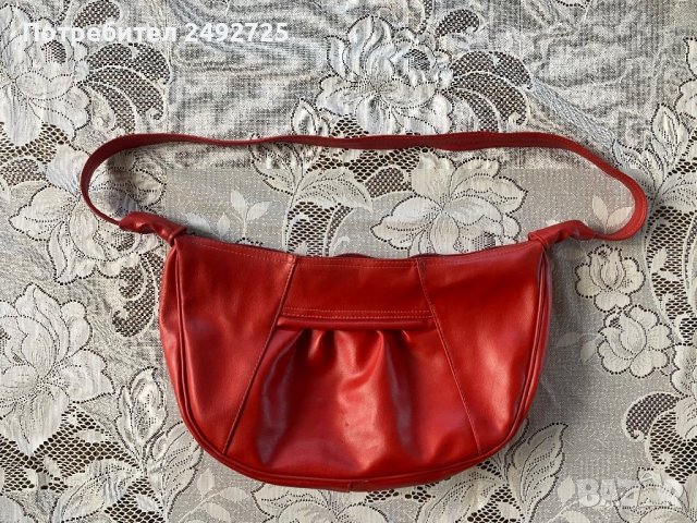 Чанта кожена, червена, снимка 1 - Чанти - 38270128