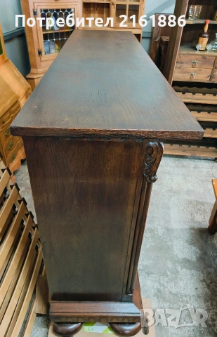 Красив дъбов шкаф с дърворезба , снимка 6 - Шкафове - 53075824