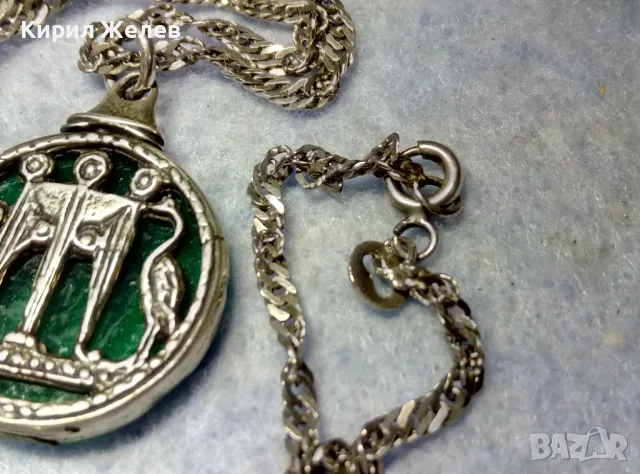 ИТАЛИАНСКИ ДАМСКИ МЕДАЛЬОН от СРЕБРО и СТЪКЛЕНА ПАСТА Paste Vitree Със СРЕБЪРНА 925 ВЕРИЖКА 25868, снимка 12 - Колиета, медальони, синджири - 49913225