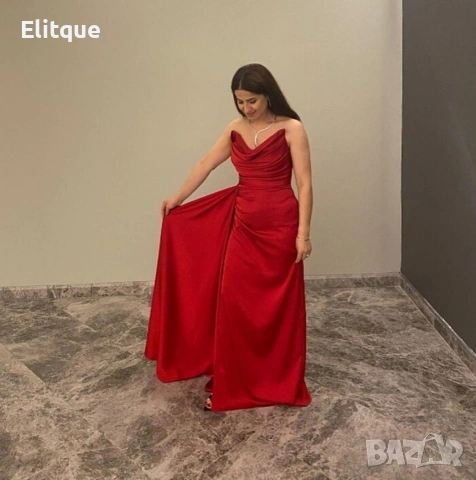 ⭐️Дълги сатенени рокли с цепка, снимка 4 - Рокли - 53195534