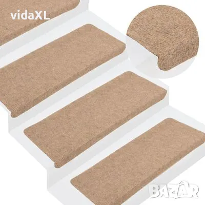 vidaXL Самозалепващи стелки за стълби, 15 бр, 65x24,5x3,5 см, бежови（SKU:343476）, снимка 2 - Други - 49363164