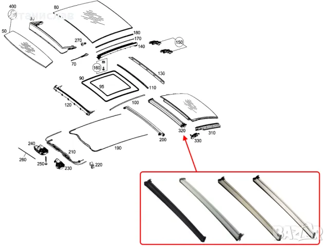  Mercedes GLC W253 Щора за панорамен таван , снимка 4 - Части - 50431795