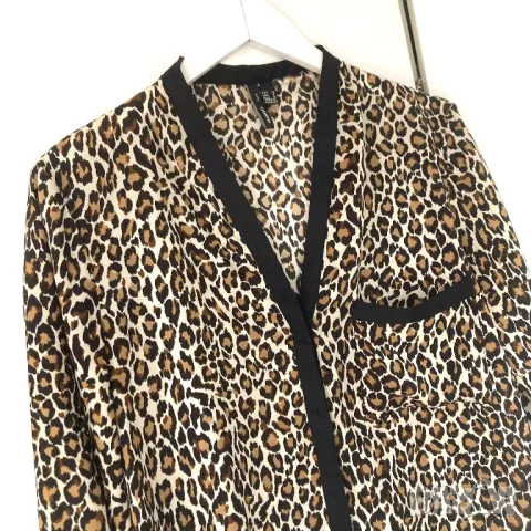 Разпродажба спешно Mango леопардова дамска риза шифон леопардов принт дълъг ръкав M L Манго, снимка 4 - Ризи - 47373215