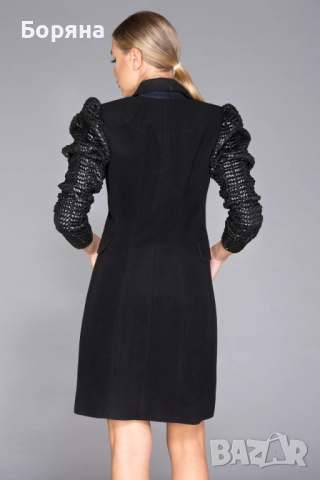 Replica Moda ново с етикет палто вълна с кожени ръкави, снимка 15 - Палта, манта - 52631600