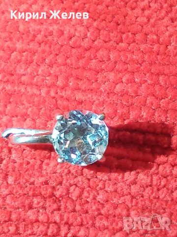 СТАРА СРЕБЪРНА ОБЕЦА - АНГЛИЯ ВИНТИДЖ АРТ ДЕКО БИЖУ с ФАСЕТИРАН СИН ЦИРКОН 25711